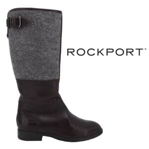 Rockport Brown Leather/Felt Fashion Knee High Riding Boots K58850 Women - 9.5